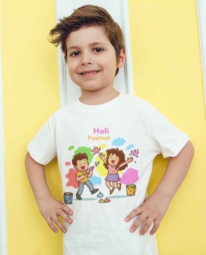 Happy Kids Holi T-Shirt by Printalyst – Vibrant Festival Collection