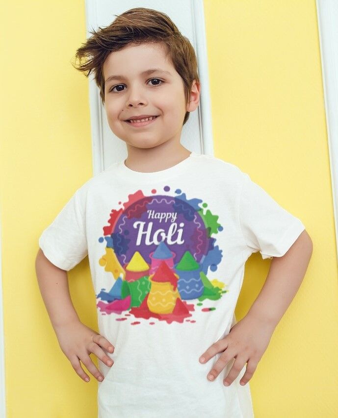 Festive Holi T-Shirt for Kids – Soft Polyster Fabric by Printalyst