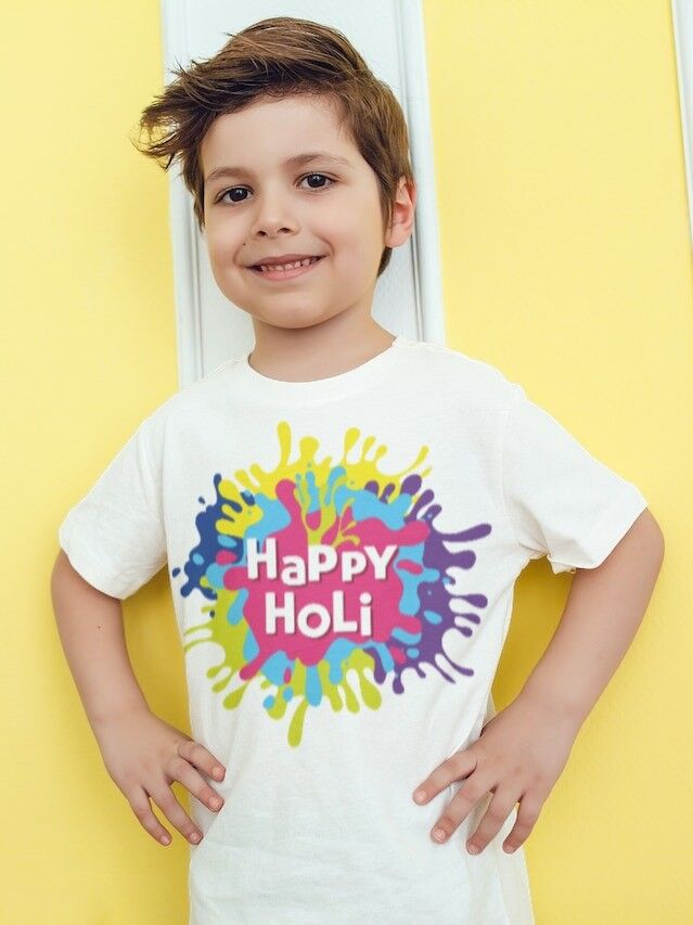 Holi Celebration T-Shirt for Kids – Polyester for Playtime Fun